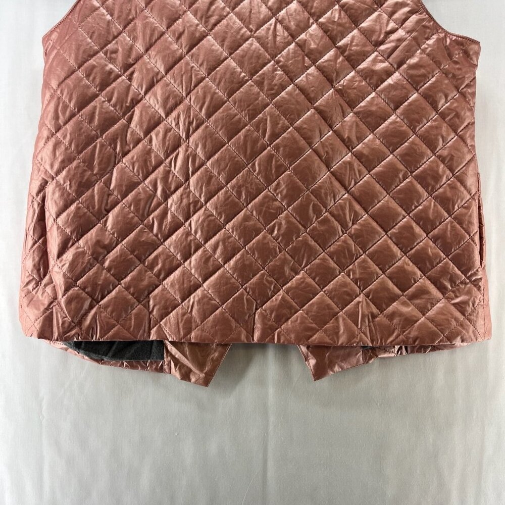 Soft Surroundings Vest M 10-12Stretch Snowline Metallic Puffer Shawl Cotton Pink - Picture 7 of 11